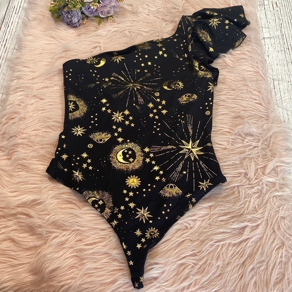 NWT CARBON38 Celestial One Shoulder Bodysuit sz S - Picture 2 of 13